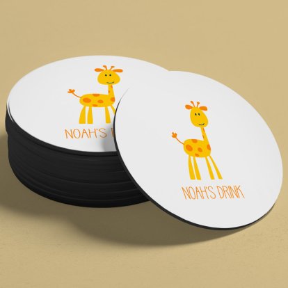 Personalised Round Coaster - Giraffe