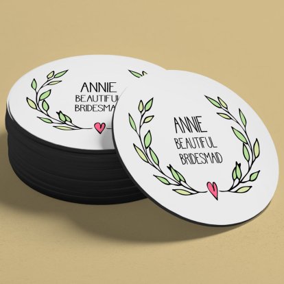 Personalised Round Coaster - Heart Floral