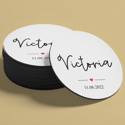 Personalised Round Coaster - Name & Date