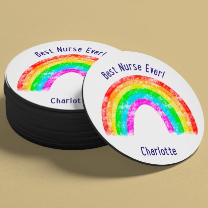 Personalised Round Coaster - Rainbow