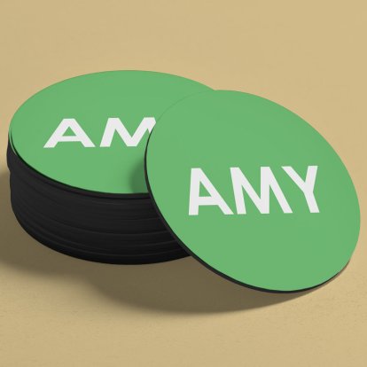 Personalised Round Colour Coasters Green