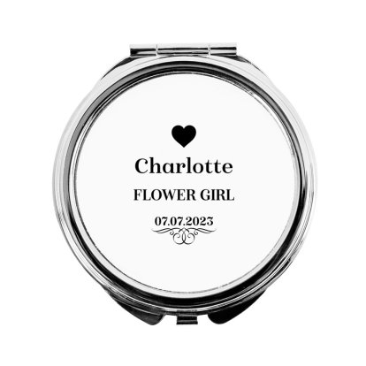 Personalised Round Compact Mirror - Heart Design Mother of...
