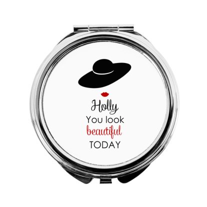 Personalised Round Compact Mirror - You Look Lovely Today