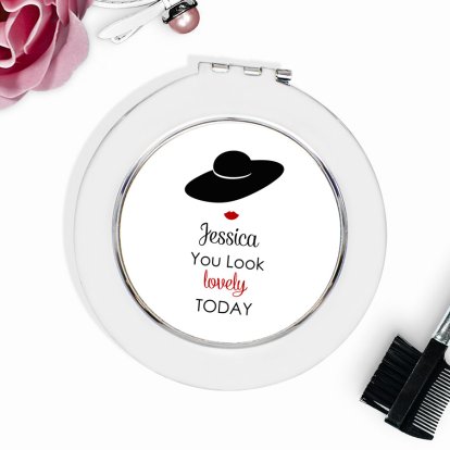 Personalised Round Compact Mirror - You Look Lovely Today