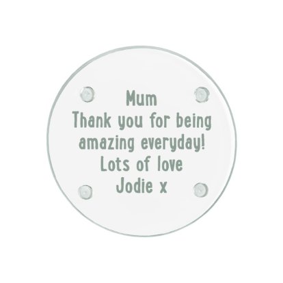 Personalised Round Glass Coaster - Message