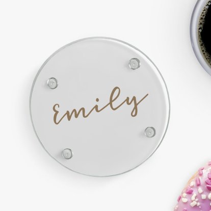 Personalised Round Glass Coaster - Name