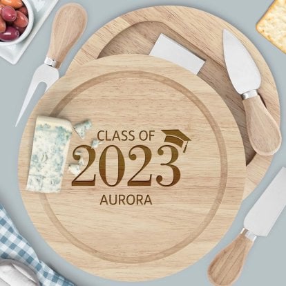 Personalised Round Graduation Cheese Board