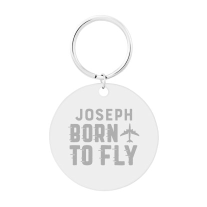 Personalised Round Keyring - BORN TO FLY