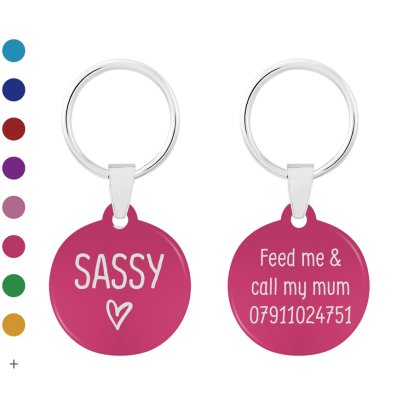 Personalised Round Love Heart Tag for Pets