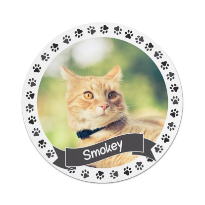 Personalised Round Pet Paws Photo Mouse Pad