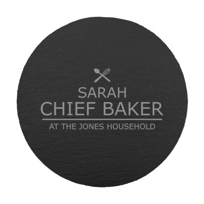 Personalised Round Slate Board - Chief Baker