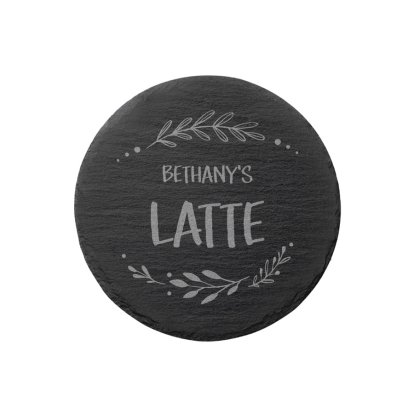 Personalised Round Slate Coaster for Her