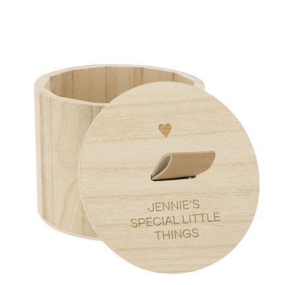 Personalised Round Trinket Box - Heart Design