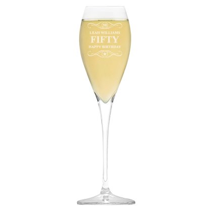 Personalised Royal Champagne Glass - Swirly Birthday