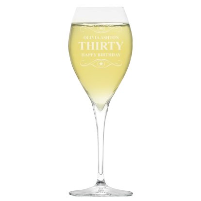 Personalised Royal Wine Glass - Swirly Birthday