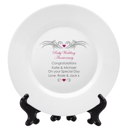 Personalised Ruby Anniversary Plate
