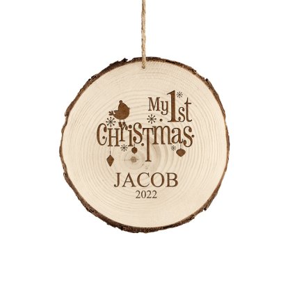 Personalised Rustic Christmas Decoration - My 1st Christmas