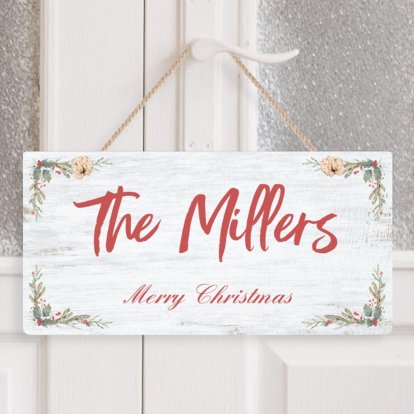 Personalised Rustic Christmas Wooden Sign Photo 2