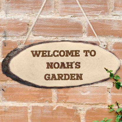 Personalised Rustic Log Sign - Cottage 