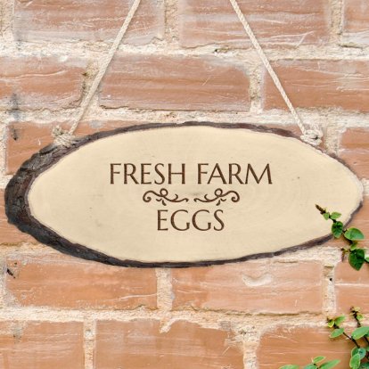 Personalised Rustic Log Sign - Fresh Eggs Photo 2