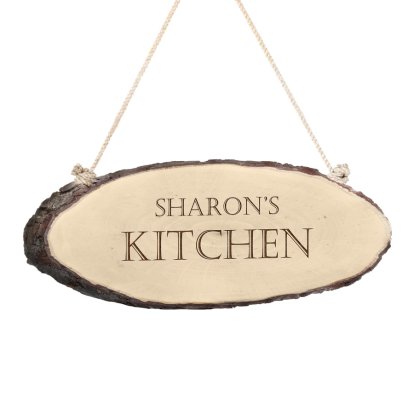 Personalised Rustic Log Sign - Kitchen