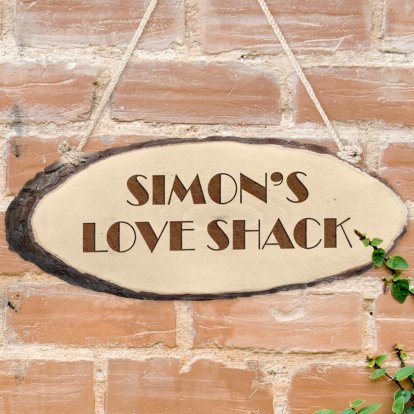 Personalised Rustic Log Sign - Love Shack