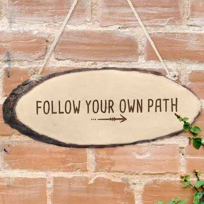 Personalised Rustic Log Sign - Own Path 