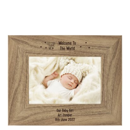 Personalised Rustic Photo Frame - New Baby Design