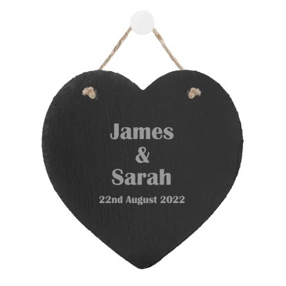 Personalised Rustic Slate Heart - Couples