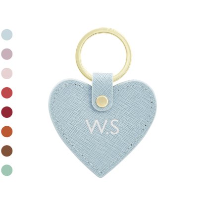 Personalised Saffiano Leather Heart Keyring