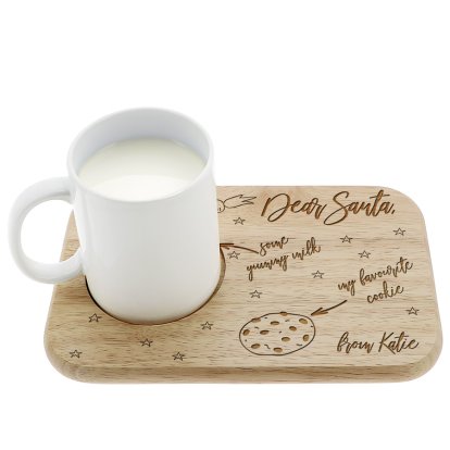 Personalised Santa's Wooden Milk & Cookie Board 