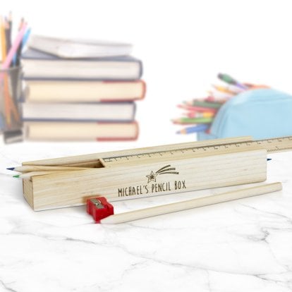 Personalised Shooting Star Pencil Case with Colouring Pencils 