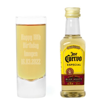 Personalised Shot Glass and Mini Tequila - Text Only