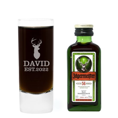 Personalised Shot Glass & Jagermeister Set - Classic