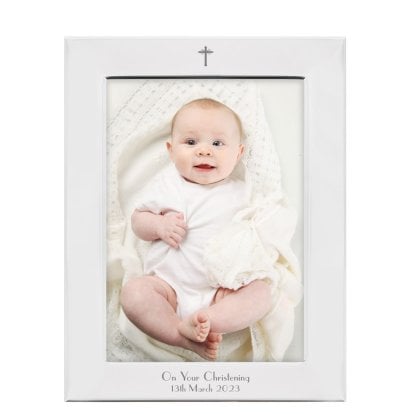 Personalised Silver Plated Cross Photo Frame - Cross Design 