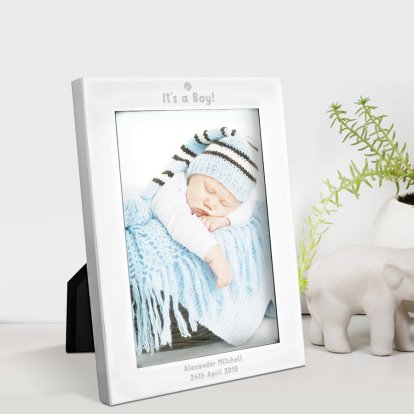 Personalised Silver Plated Photo Frame - Baby Footrpint
