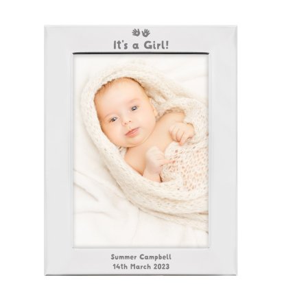 Personalised Silver Plated Photo Frame - Baby Handprint 