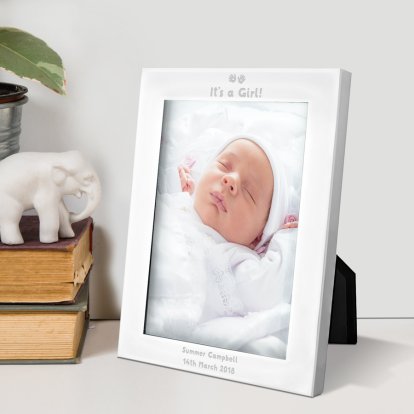Personalised Silver Plated Photo Frame - Baby Handprint 
