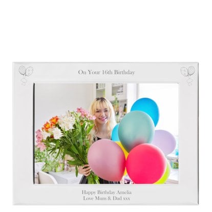 Personalised Silver Plated Photo Frame - Birthday Balloons 
