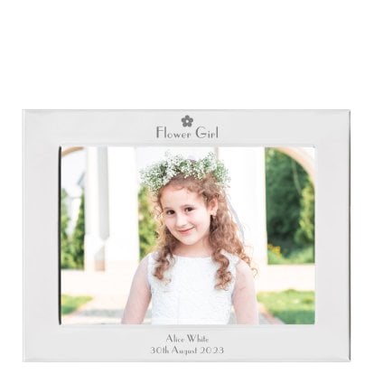 Personalised Silver Plated Photo Frame - Flower Design