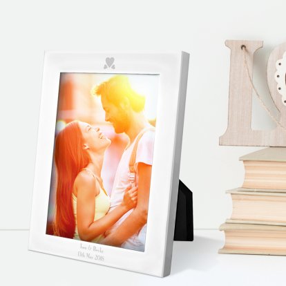 Personalised Silver Plated Photo Frame - Hearts Design