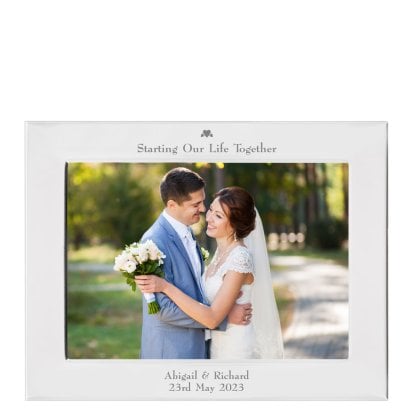 Personalised Silver Plated Photo Frame - Hearts & Message