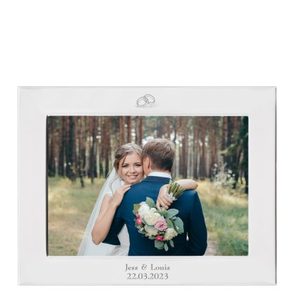 Personalised Silver Plated Photo Frame - Rings Design