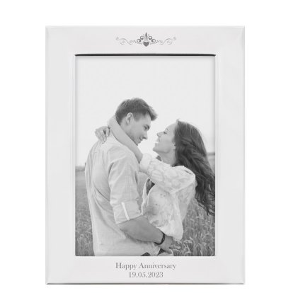 Personalised Silver Plated Photo Frame - Swirl & Heart 