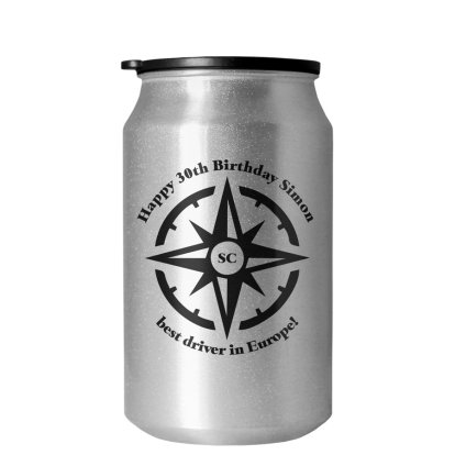 Personalised Silver Travel Can - Compass