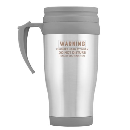 Personalised Silver Travel Mug - WARNING