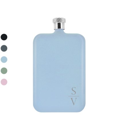 Personalised Slimline Initials Hip Flask - Light Blue