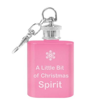 Personalised Snowflake Pink Keyring Flask