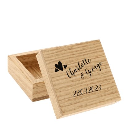 Personalised Solid Oak Trinket Box - For Couples