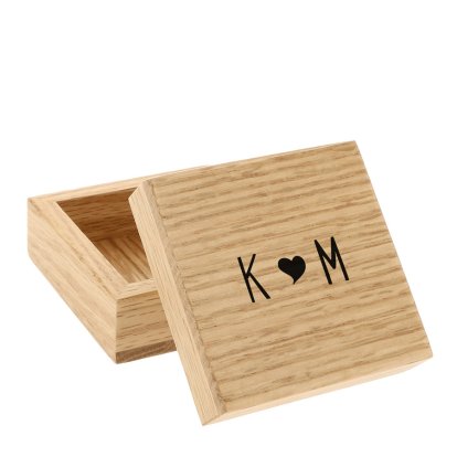 Personalised Solid Oak Trinket Box - Love Initial 